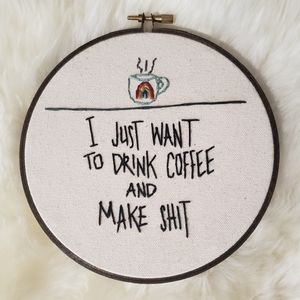 Fun cross stitch embroidery coffee and crafts